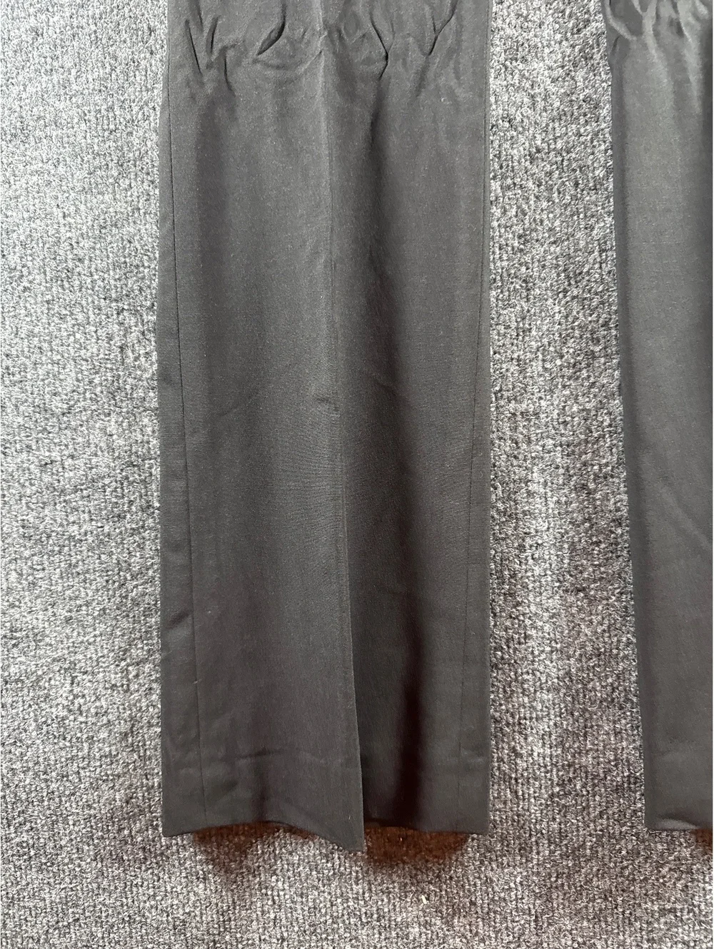 Black Dress Pants with Flared Legs and Gathered Knee Detail